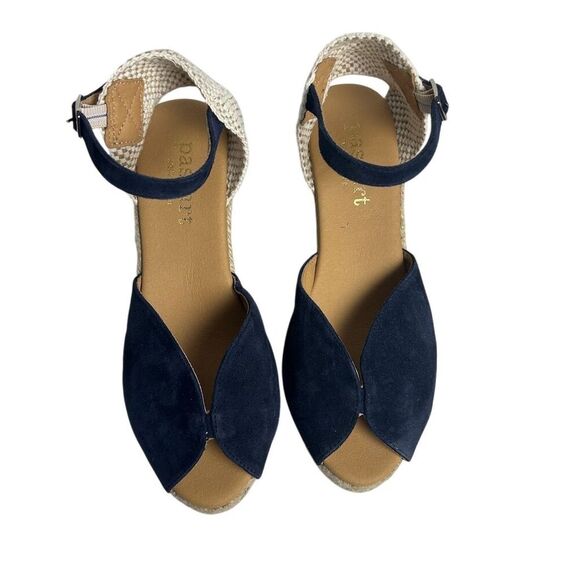 Paseart Women's Espadrille Wedge Sandals Blue Suede Size 38 Summer Casual - Picture 11 of 13
